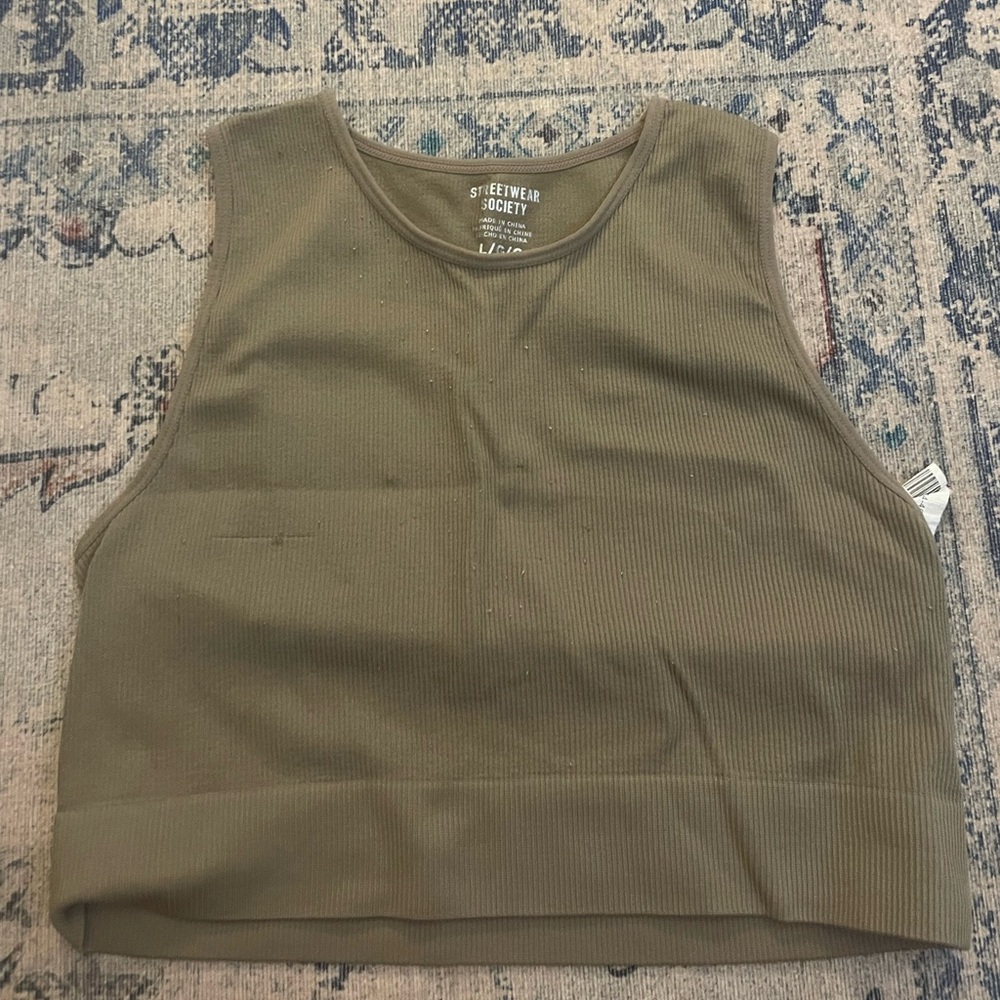 Streetwear Society Brown Ribbed Tank Top
